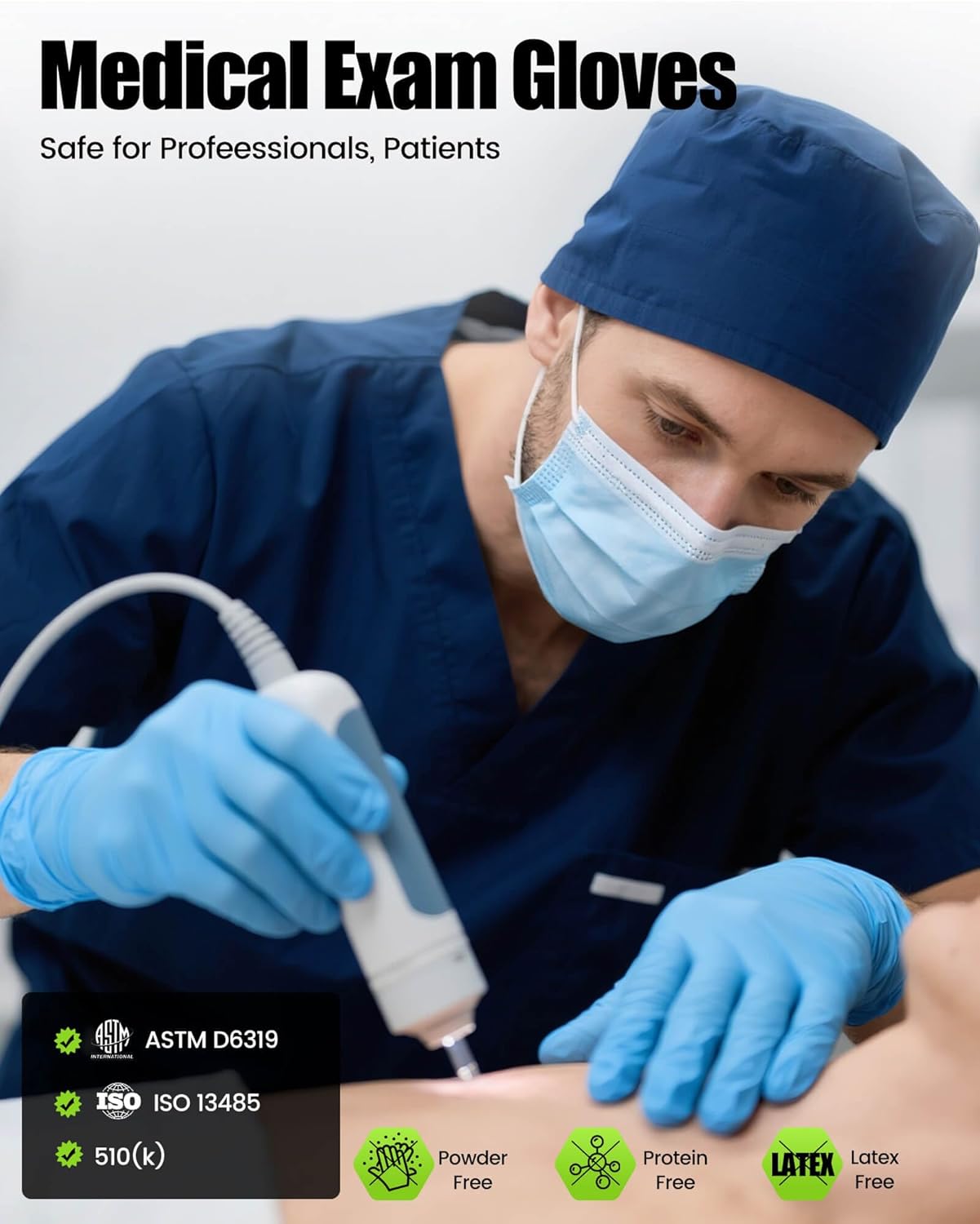 TREEGO 6 Mil Nitrile Gloves – Medical Grade Heavy Duty Disposable Gloves, Latex & Powder Free, Chemical Resistant