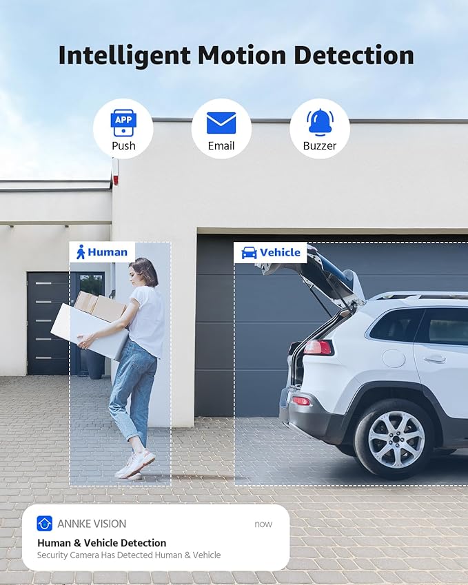 ANNKE H1200 12MP Security Camera System, 12MP H.265+ 8CH NVR and 4 X 12 Megapixel UHD PoE Surveillance IP Cam with Smart Dual Light, AI Human&Vehicle Detection, Color Night Vision (2TB Hard Drive)