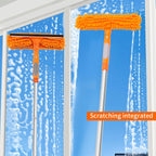 Professional 72'' Window Squeegee Cleaning Washing Tool/Kit with Extension Pole, 3 in 1 Squeegee for Window Cleaning Kit for High Window with 1 Rotatable Head 4 Interchangeable Scrubber