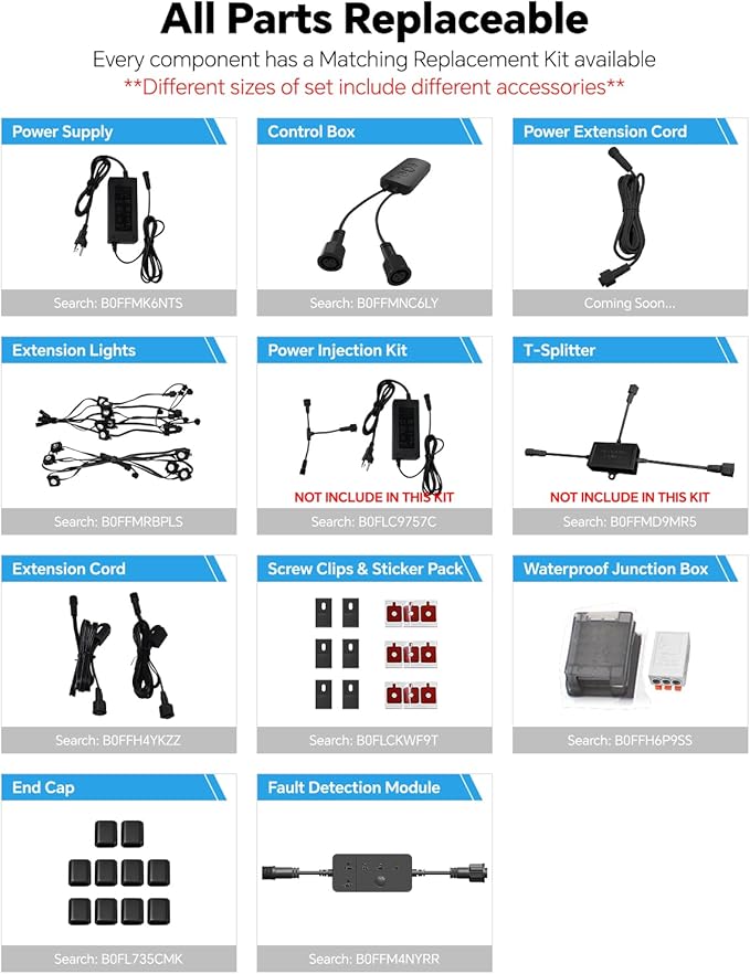 ASAHOM Permanent Outdoor Light Pro S108C, 150FT with 108 RGBCW 70lm LED, WLED Integration, AI Lighting, 30000 Lighting Effect Combination, IP67 Waterproof for Halloween Christmas Daily Decor, Black