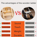 Latifolia Foldable 3 Step Ladder, Wooden Step Stool with Floor Saver, Decorative Ladder Shelf for Living Room, Kitchen, Garden(Nature)