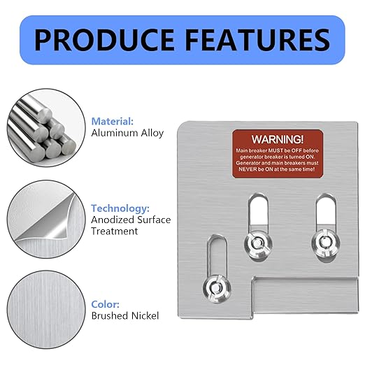 Generator Interlock Kit Compatible with Square D QO or Homeline 150 or 200 Amp Panels. 1 3/8 Inches Spacing Between Main and Generator Breaker,Breaker Interlock Switch for Generator.
