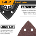 LEILUO 120 Pcs 90MM Oscillating Multi Tool Sandpaper Accessories Fits 3-1/2 Inch Pads Compatible with DeWalt Bosch Milwaukee and More