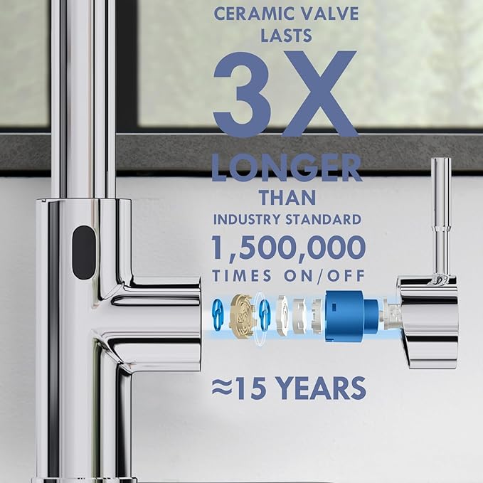 GIMILI Chrome Touchless Kitchen Faucet with Pull Down Sprayer, Motion Sensor Smart Hands-Free Activated Single Hole Spring Faucet for Kitchen Sink