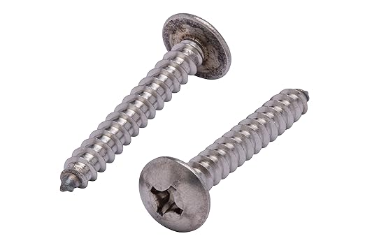No. 12 x 1-1/2" Stainless Truss Head Phillips Wood Screw, (25 pc), 18-8 (304) Stainless Steel Sheet Metal Screws, Type A Point, Plain Finish by Bolt Dropper