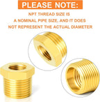 GASHER 12PCS Brass Hex Bushing Fitting Kit Hex Bushing 1/4" - 1/8", 3/8" - 1/8", 3/8" - 1/4", 1/2" - 1/4", 1/2" - 3/8", 3/4" - 1/2"