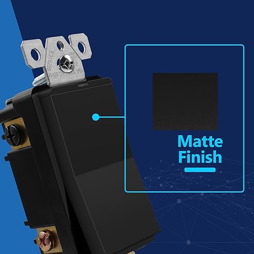 LIDER Minimalist Design Matte Finish Lighted 4-Way Decorator Light Switch, Four Way Frameless Rocker Switch, Residential/Commercial Grade, 15A 120V/277V, UL Listed, LS15-4W-BK, Black