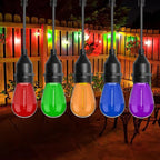 S14 Colored LED String Light Bulbs, 15 Pack 1 Watt Plastic Shatterproof LED Replacement Bulbs for Indoor Outdoor String Light, E26 Medium Base, Multi-Color: Red/Green/Blue/Purple/Orange