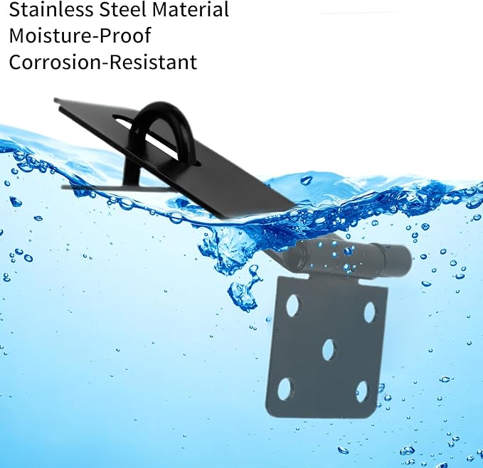 HOWDIA 180 Degree Hasp Lock Latch with Lock, 4 Inch Latch Lock with Screws and Padlock, Stainless Steel Pad Lock Latches Locking Latch Security Door Clasp Hasp for Shed/Gate/Storage Lock（Black）