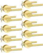 Amerdeco 10 Pack Brushed Gold Door Handles Interior, Knurled Privacy Door Handles with Lock,Gold Door Lever for Bedroom or Bathroom,Reversible Keyless for Left Right Handed Doors AM0027