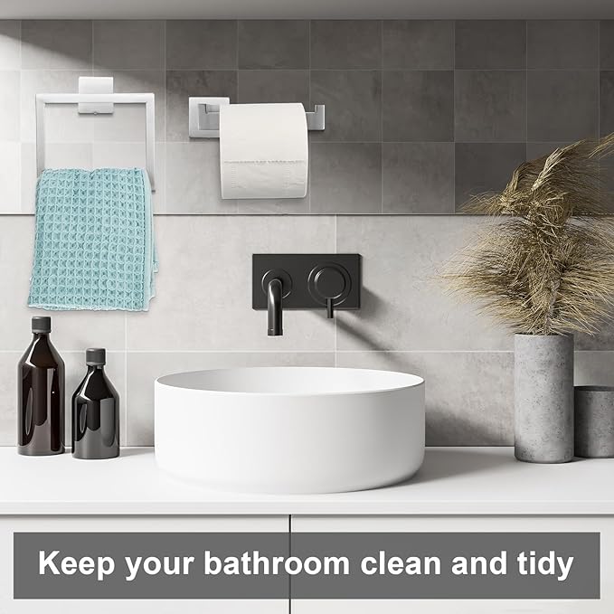 Gisafai 15 Pcs Bathroom Hardware Accessories Set 23.6 Inch Bath Towel Bar Kit Stainless Steel Bathroom Hardware Set Towel Racks Ring Hooks Paper Holder for Wall Mounted (Silver)