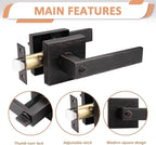 Probrico 2 Pack Oil Rubbed Bronze Entry Door Lever with Lock, One Keyway Entrance Door Locksets for Front Door (Three Same Keys), Exterior Square Door Lock Interior Bedroom Entrance Door Knob