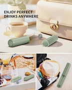 CIRCLE JOY Rechargeable Milk Frother Hanheld, Dual Ring Electric Coffee Frother, Portable Hand Frother Wand Drink Mixer for Matcha Lattes Cappuccino, Kitchen Gifts, Green
