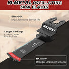 6 Pcs Extra Long Oscillating Tool Blades, Bi-Metal Curved Edge Multitool Blades for Wood with Nails, Metal, Wood, Oscillating Saw Blades Compatible with Dewalt Milwaukee Bosch Worx Ryobi(70MM)