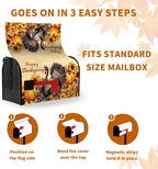 Happy Thanksgiving Turkey Mailbox Covers Magnetic Standard Size 21 x 18 Inch Fall Sunflower Pumpkin Mailbox Cover Wrap Thanksgiving Letter Box Post Cover Outdoor Decorations for Garden Yard