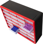 Akro-Mils 24-Drawer Plastic Drawer Storage Cabinet for Garage Organization, Bead Organizer, Building Bricks Storage, Teacher Toolbox, Makeup Organizer, 20" W x 6" D x 16" H, 10124 Red