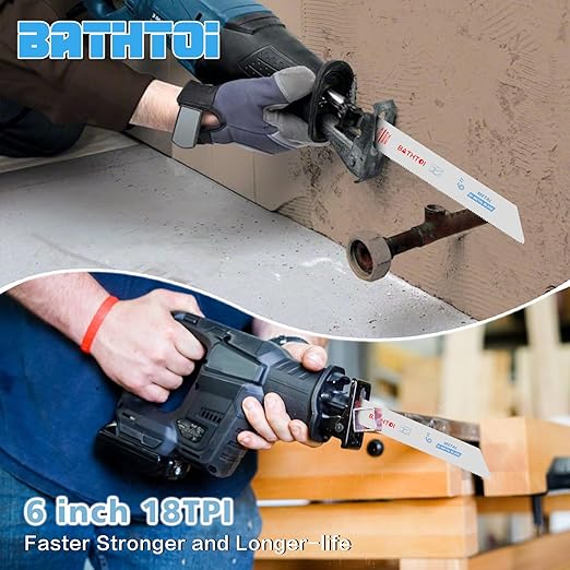 25 Pack 6 Inch 18 Tpi Reciprocating Saw Blades for Sheet Metal, Pipes, Nails Cutting, Profiles Cutting, Bi-Metal Sawzall Blades with 8% Cobalt for Longer Life and Faster Cutting Speed