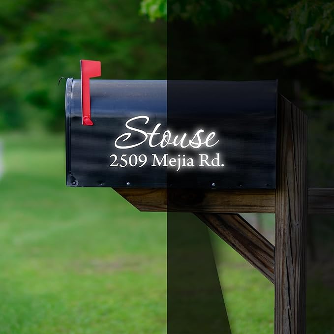 VWAQ Mailbox Decals Personalized Address Labels House Numbers and Vinyl Letters For Outside Custom Lettering Stickers - CMB1 (19 Inch X 9 Inch, Reflective White)