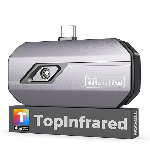TOPDON TC002C Thermal Camera, 512 x 384 Super Resolution, 256 x 192 IR Resolution, Thermal Imager for iPhone 17/16/15 Series & iPads with Type-C Port, -4°F~1022°F Temp Range, Upgraded Version of TC002