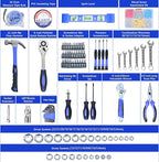 jar-owl Home Tool Kit Tool Set 146 Pieces Metric Household Hand Tool Kit，Auto Repair Tool Set with Portable Toolbox for Homeowner, Diyer, Handyman