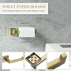 Bathroom Accessory Towel Bar Set: 15 Pieces Gold Bathroom Hardware Square SUS304 Stainless Steel - Wall Mounted Towel Rack&Toilet Paper Holder&Towel Ring and Towel Hook