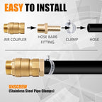 136Pcs Brass Hose Barb Fittings Assortment Kit Barb Splice/Female Adapter/Coupler/Tee/Male Elbow NPT Thread 1/8" 3/16" 1/4" 5/16" 3/8" 1/2" Air Hose Fittings with Pipe Clamps for Water/Air/Fuel