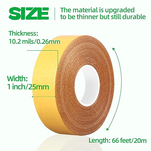 CHENYA Double Sided Tape Heavy Duty,1" X 66 Ft,High Tack Strong Wall Adhesive with Fiberglass Mesh,Super Sticky Resistente Clear Strong Mounting Tape for Crafts,Carpet,Picture