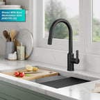 KRAUS Oletto Touchless Sensor Pull-Down Single Handle Kitchen Faucet in Matte Black, KSF-2830MB