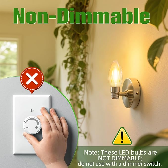 LED Candelabra Bulbs B10, E26 Base, 2700K Soft White, 6W, 60 watt Equivalent, 600LM, Clear Glass Candle Shape Bulbs for Chandelier Light Fixture, Non-Dimmable, 6 Pack