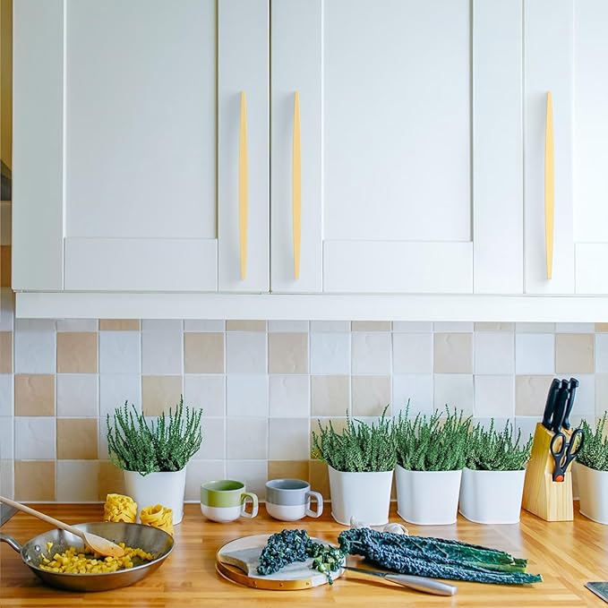 Asidrama 2030 10 Pack 7.5 Inch(192mm) Brushed Gold Kitchen Cabinet Handles, Vintage Retro Cabinet Pulls Kitchen Cabinet Hardware for Cupboard Drawer Pulls