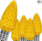 Wintergreen Lighting Box of 25 OptiCore C9 LED Gold Christmas Light Bulbs - Replacement LED Christmas Lights Heavy Duty Premium Outdoor Christmas Lights, E17 Base (Gold Faceted)