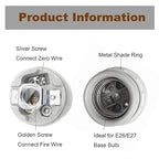 Porcelain Threaded Socket with Metal Shade Ring,JNXQWE Ceramic Medium Base Screw Socket with Hickey IPS 1/8-27,Glazed (3-Pack,Threaded)