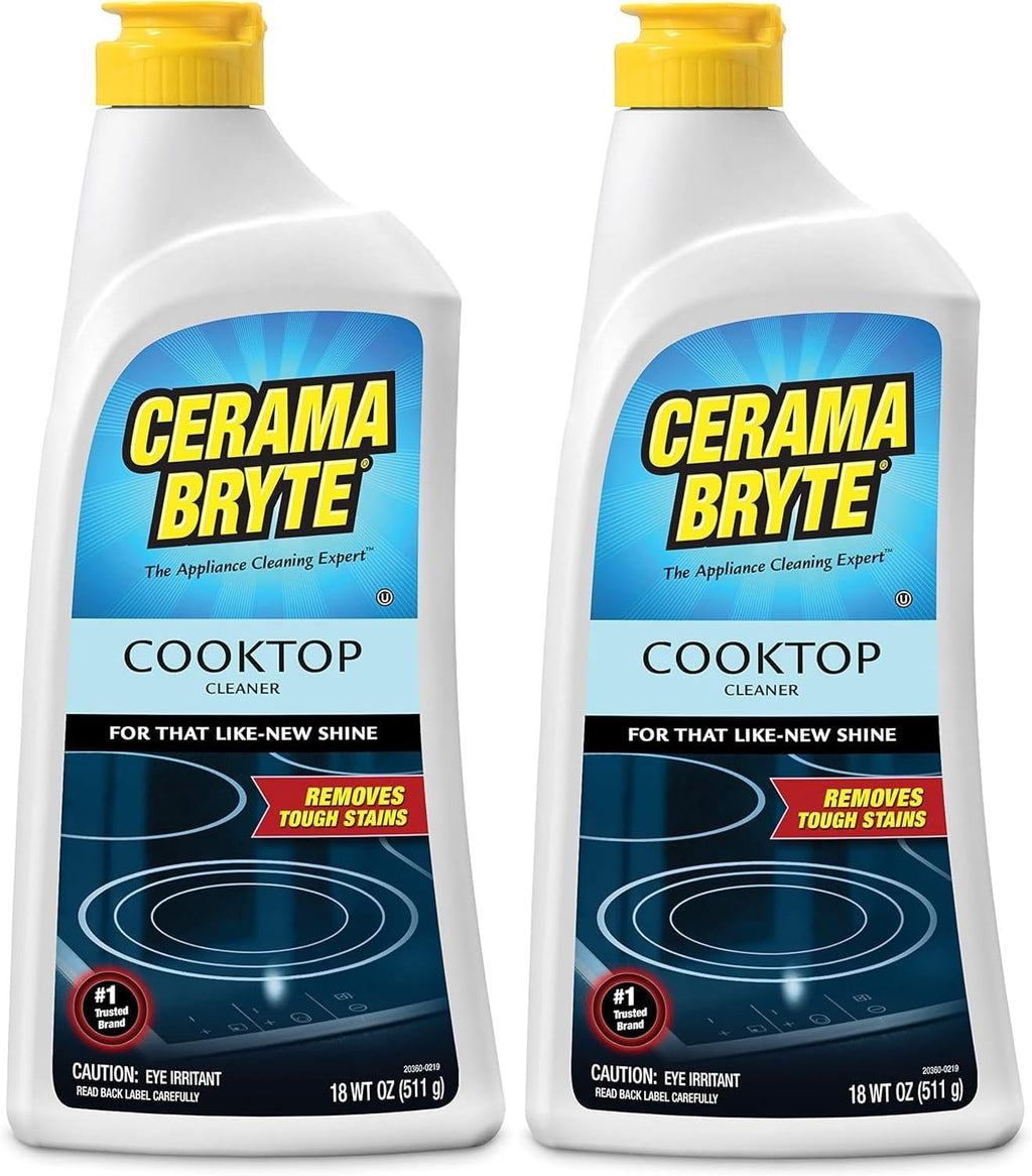 Cerama Bryte Cook Top Cleaner 18 oz 2-Pack & 3 Scraper Pad Pack