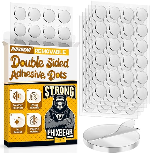 Upgraded 360Pcs Double Sided Tape Sticky Dots with Pull Tab, Removable Adhesive Mounting Putty No Trace Dots, 0.6" Clear Sticky Tack for Museum Picture Crafts & DIY