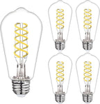 4 PCS ST58 (ST19) LED Edison Bulbs, Dimmable Vintage Antique LED Filament Light Bulbs, 6W Equivalent 60 Watt, Daylight 5000K, 600 Lumens, E26 Base, Clear Plastic