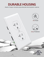 AIDA 20 Amps Outlets Duplex Electrical Receptacle Outlets,Tamper Resistant,Heavy-Duty Receptacle Wall Outlet,Residential,TR,3-Wire, Self-Grounding Clip,Wall Plate Included,UL Listed (20 Pack, White)