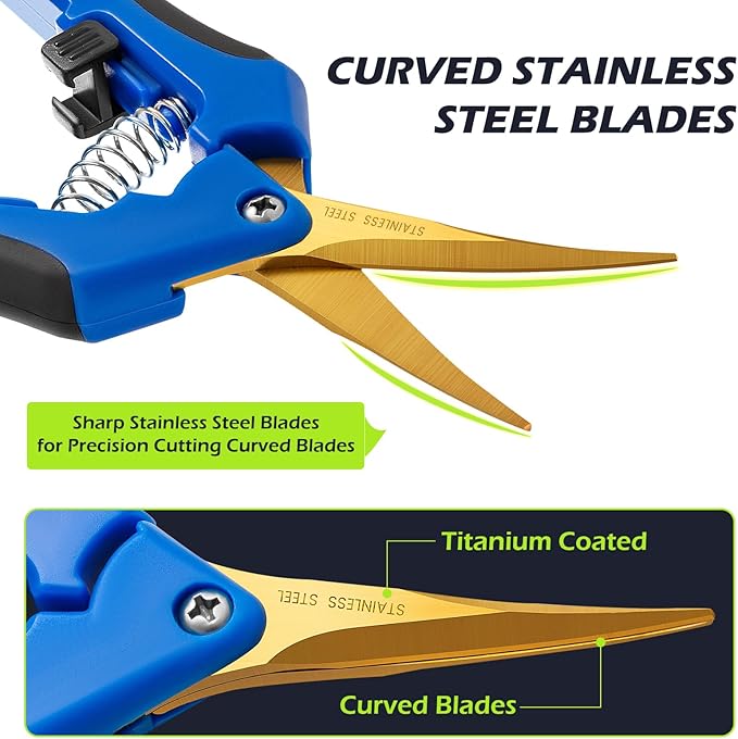 GROWNEER 3 Packs 6.5 Inch Pruning Shears with Curved Blades Trimming Scissors For Gardening Hand Pruning Snips Titanium Coated Precision Blades