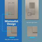 LIDER Minimalist Design Matte Finish Lighted 4-Way Decorator Light Switch, Four Way Frameless Rocker Switch, Residential/Commercial Grade, 15A 120V/277V, UL Listed, LS15-4W-NK, Nickel