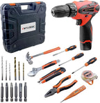 Tool Kit for Home,12V Cordless Power Drill Combo Home Tool Set-Portable Basic General Household Toolbox for Men Women,It also includes common tools such as hammers, wrenches and screwdrivers