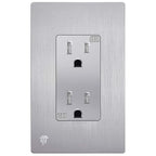 ENERLITES Elite Series Decorator Receptacle, Child Safe Tamper-Resistant Outlet, Self-Grounding, Residential Grade, 15A 125V, UL Listed, 61501-TR-SVWBP, Brushed Silver With Wall Plate