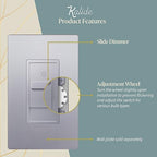 TOPGREENER Digital Dimmer Light Switch for 200W Dimmable LED/CFL Lights, Single Pole Led Slide Dimmer Switch, Neutral Wire Not Required, UL Listed, TGDS1-SV, Silver,1 Pack