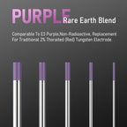 YESWELDER TIG Weld Tungsten Electrode 1/8"x 7" 10-pk, NonRadioactive Comparable to E3 Purple