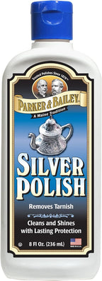Parker & Bailey Silver Cleaner – Removes Tarnish and Restores Shine on Jewelry, Antiques, Utensils & Furniture, 8 oz Bottle