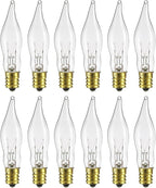 Sunlite 40001 Incandescent Petite Flame Tip Chandelier Light Bulb, 7 Watts, Candelabra Base (E12), Dimmable, for Chandeliers, Sconces, Fixtures, 12 Count