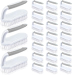 Lallisa 24 Pcs Scrub Brush for Cleaning with Handle Comfortable to Grip Heavy-Duty Flexible Stiff Bristles Scrubber Brushes Bulk for Shower Bathroom Carpet Kitchen Floor Tiles (Gray)