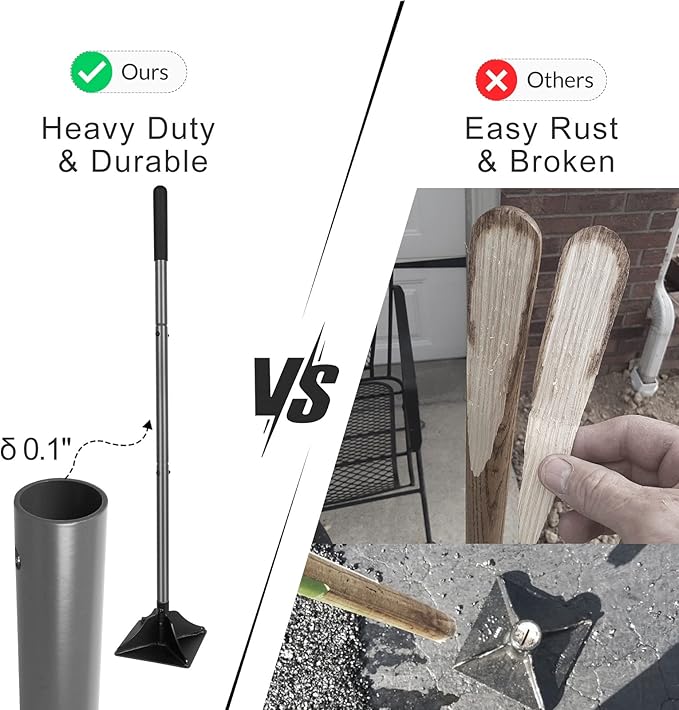 Walensee Steel Tamper 48 inch Steel Handle 10"x10" Garden Tamper with Rubber Grip for Laborsaving All-Steel Tamper Heavy Duty Ideal Tool for Leveling Ground Installing pavers and Repairing Blacktop