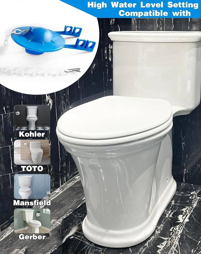 Universal Toilet Flapper Replacement Kit 2 Inch - 2 Pack High Water Level Setting & Low Water Level Setting Two Types - Compatible with American Standard Kohler Toto Gerber Toilet Stopper Water Saving