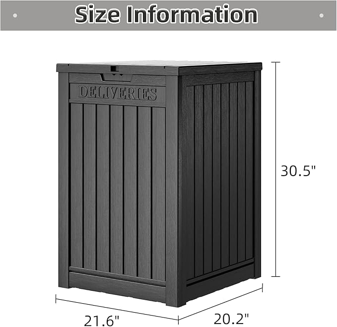 48 Gallon Package Delivery Box for Porch, Outdoor Storage with Lockable Secure, Large Double Wall Resin Outdoor Package Delivery and Waterproof