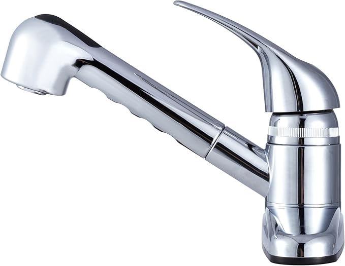 Dura Faucet DF-PK100-CP RV Non-Metallic Pull-Out Kitchen Sink Faucet - Single Handle (Chrome)