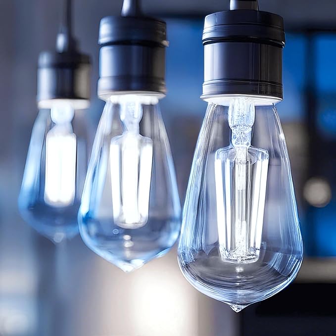 Brightown 4 Pack LED Edison Bulbs, 6W, Equivalent 60W, High Bright 5000K White,750 Lumens, Non-Dimmable, E26 Medium Base ST58 Antique Filament Bulbs with 83+ CRI for Ceiling Fan Bathroom Porch